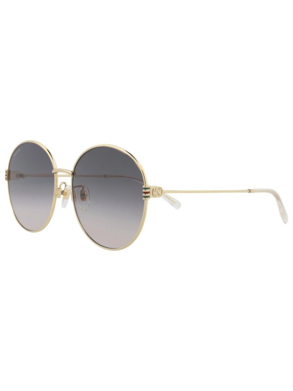 New Gucci Women's Sunglasses Round Oval Metal Frame Gold Gold Grey
